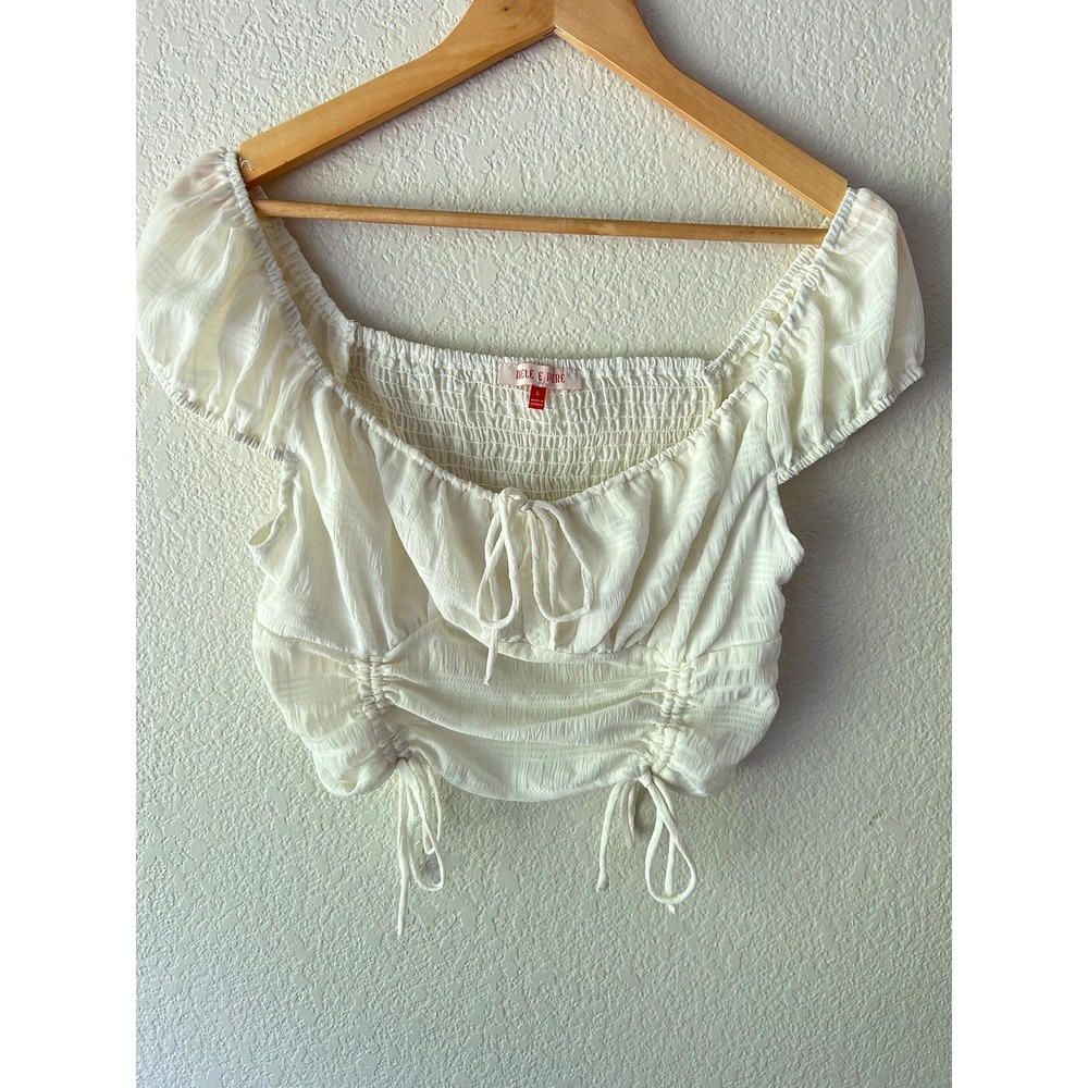 Moonlit Promise Mele E Pere Off Shoulder Ruched Crop Top | Honeymoon Blouse